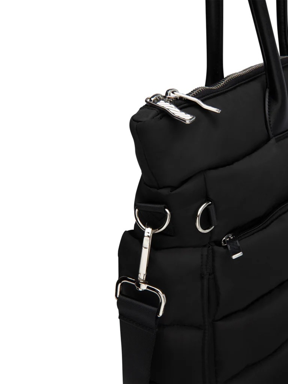 New Padded iPack Puffy Black Tote with Top Handles, Great for Travel, work, gym - Picture 6 of 7